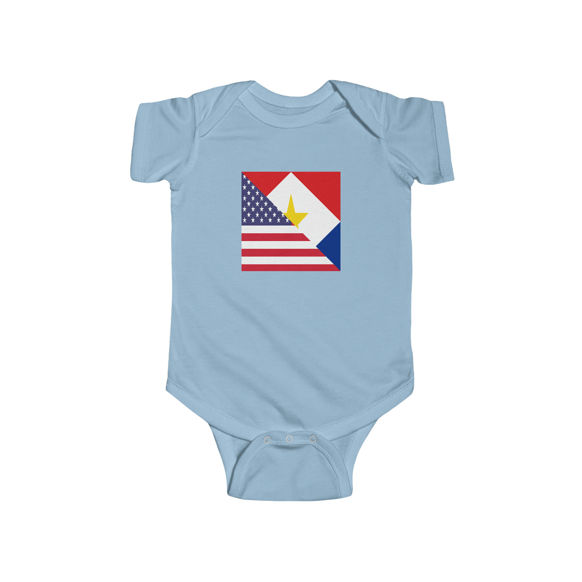 Saba American Flag Half Sabaean USA Baby Bodysuit | Newborn Boy Girl