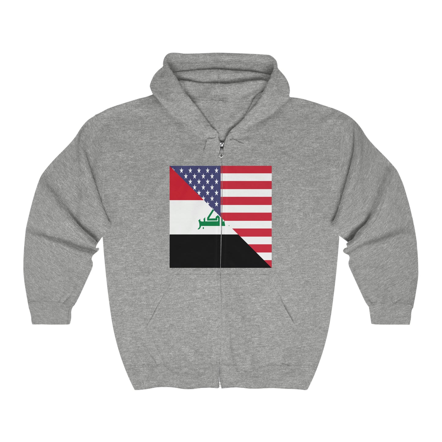 Iraq American Flag Half Iraqi USA Zip Hoodie | Hooded Sweatshirt