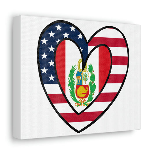 American Peruvian Flag Inner Heart USA Peru Canvas Gallery Wraps | Wall Art