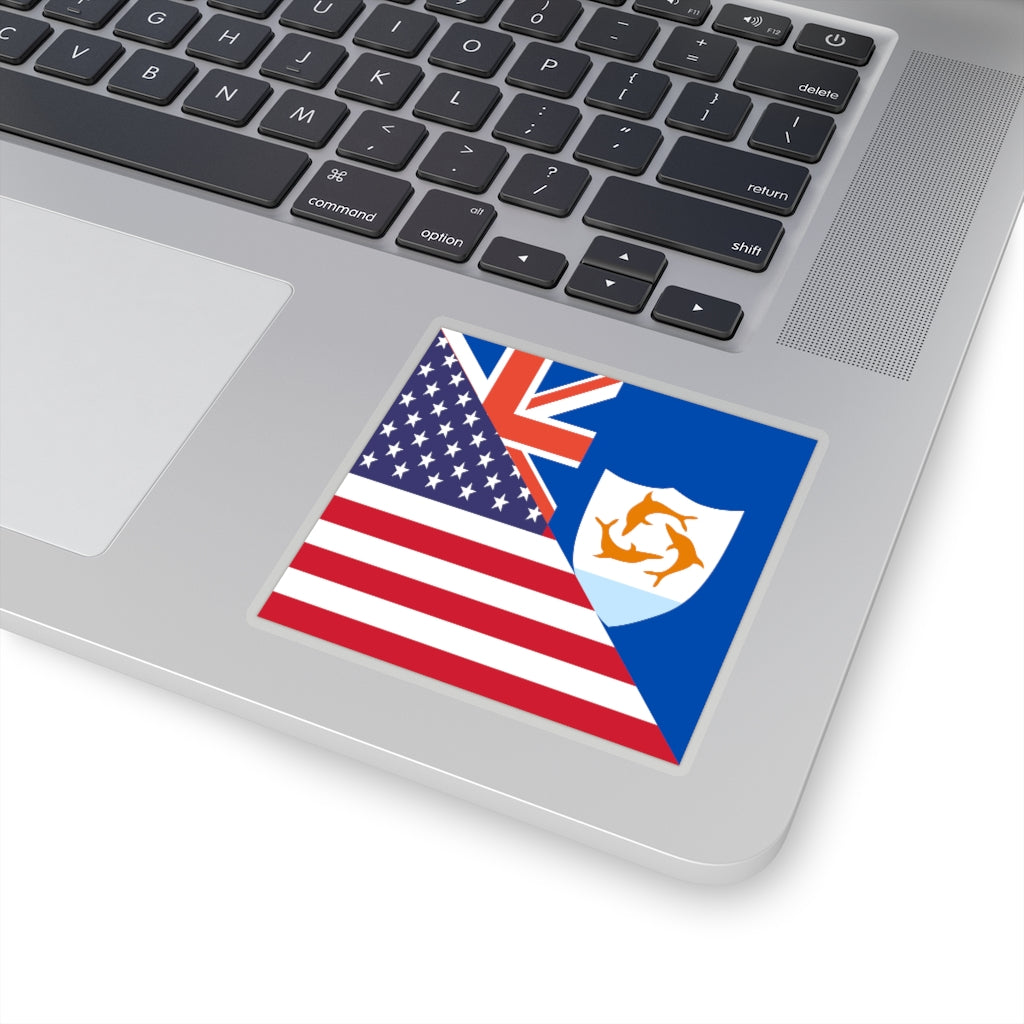 Anguillan American Flag Sticker | Anguilla USA Stickers