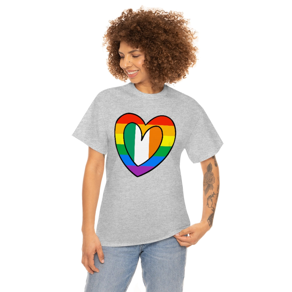 Irish Rainbow Flag Heart T-Shirt | Unisex Ireland Pride Month Tee