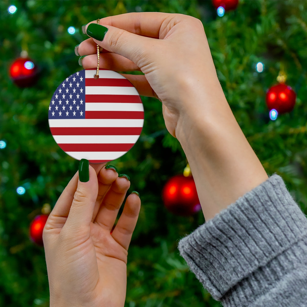 USA Flag Ceramic Ornaments | United States Christmas Tree