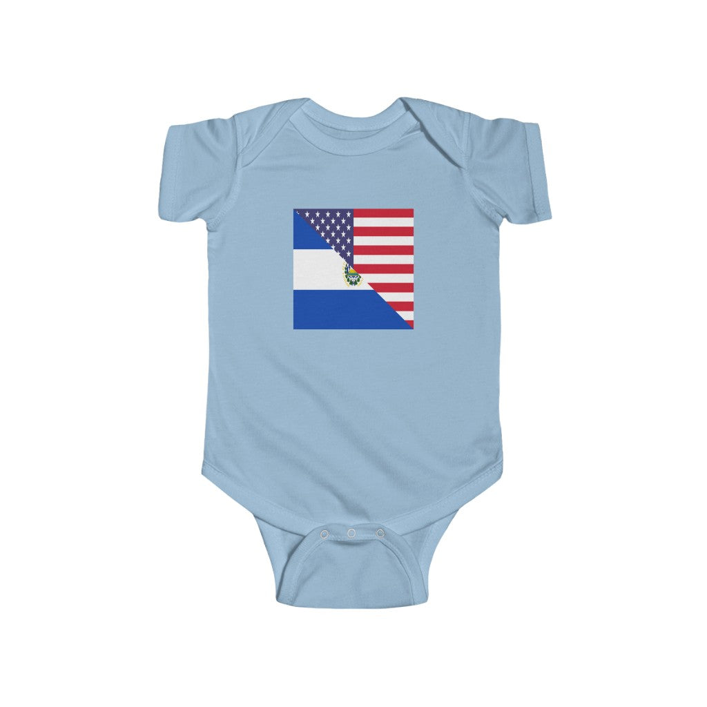 El Salvadorian American Flag Baby Bodysuit | Unisex El Salvador USA Newborn Boy Girl