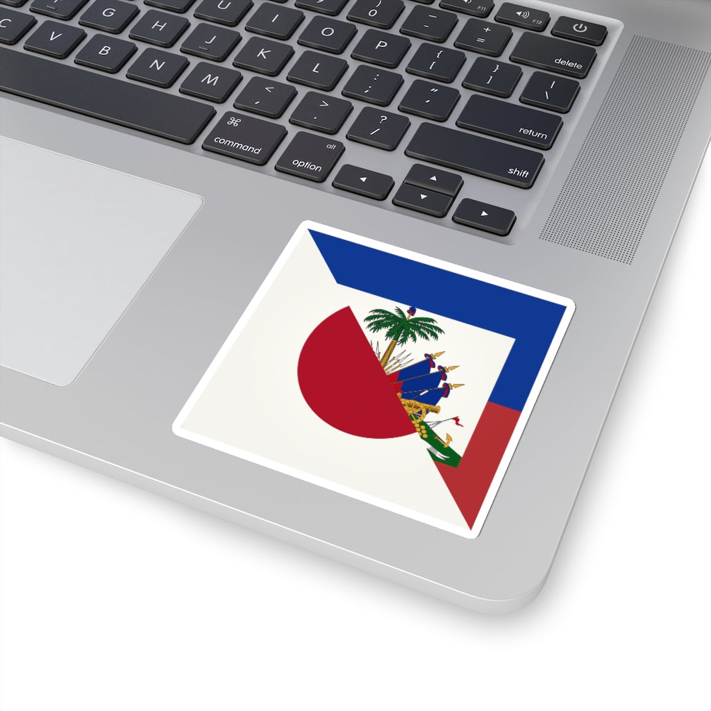 Half Haitian-Japanese Flag Sticker | Haiti Japan Flag Sticker