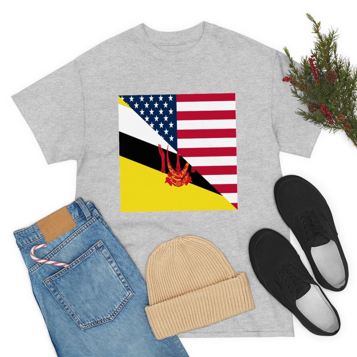 Brunei American Flag Half Bruneian USA T-Shirt | Unisex Tee Shirt