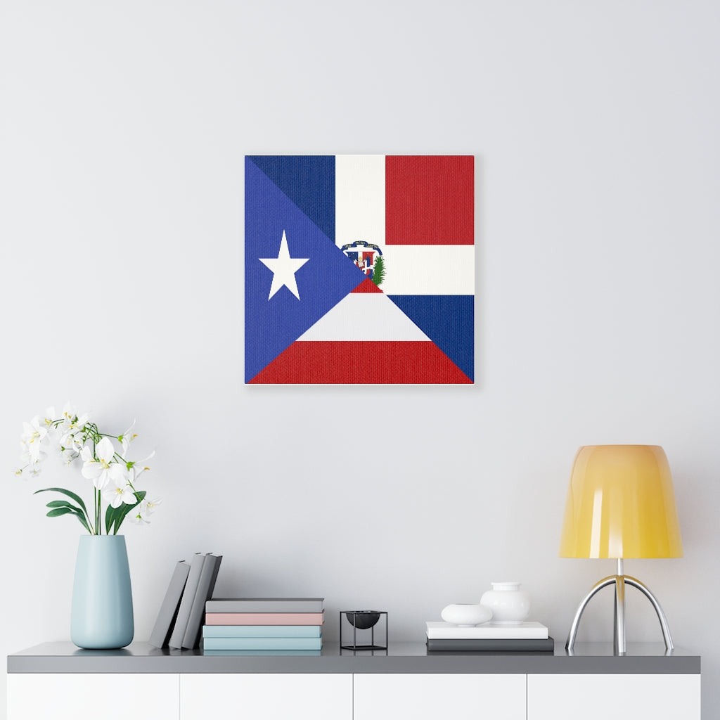 Puerto Rican Dominican Republic Flag Canvas Gallery Wraps | PR DR