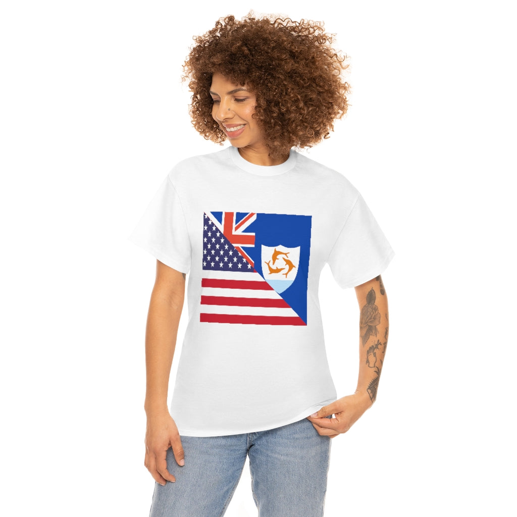 Anguillan American Flag Tee Shirt | Anguilla USA Tshirt