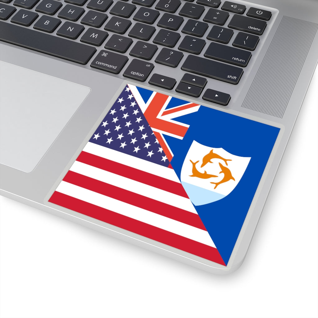 Anguillan American Flag Sticker | Anguilla USA Stickers