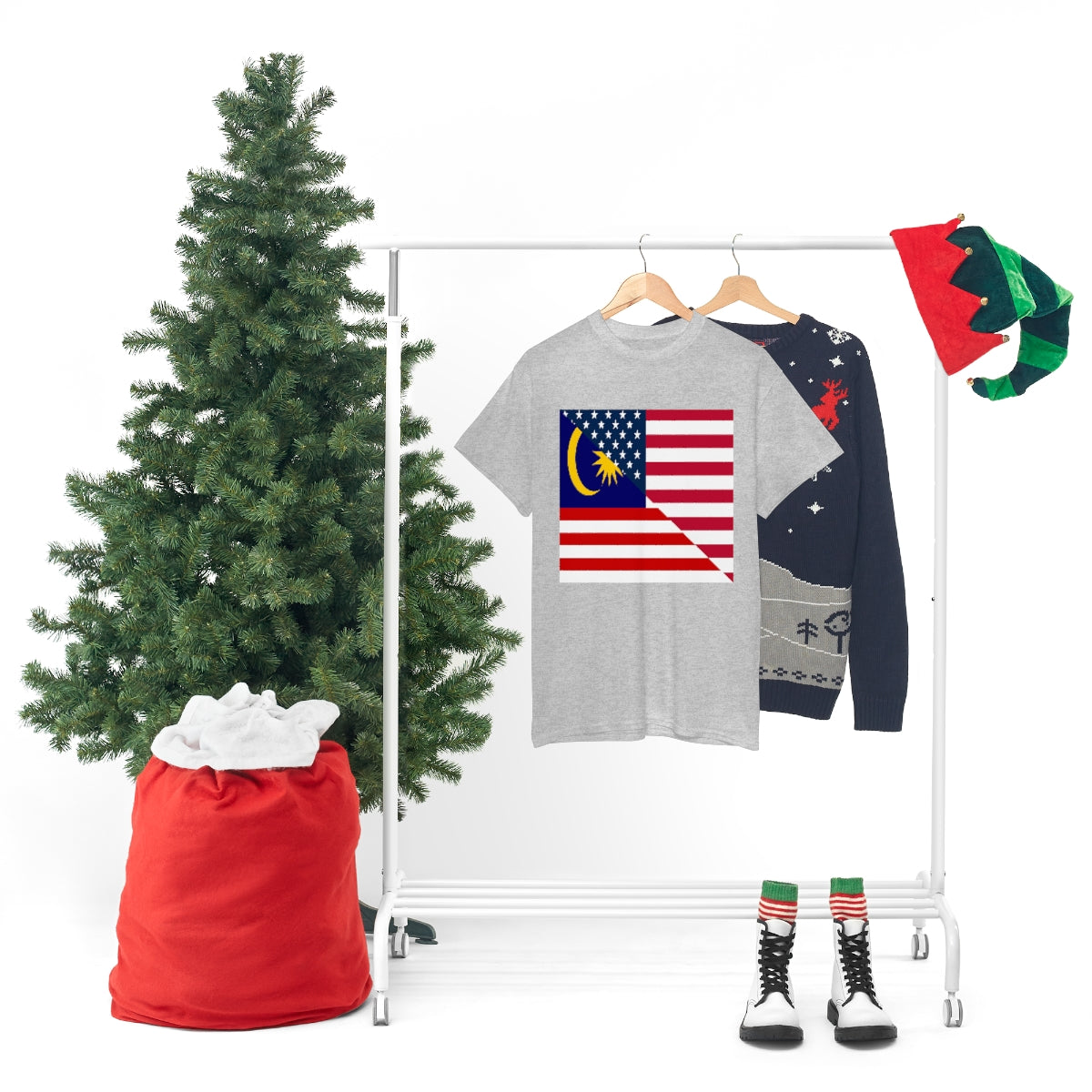 Malaysia American Flag Half Malaysian USA  T-Shirt | Unisex Tee Shirt