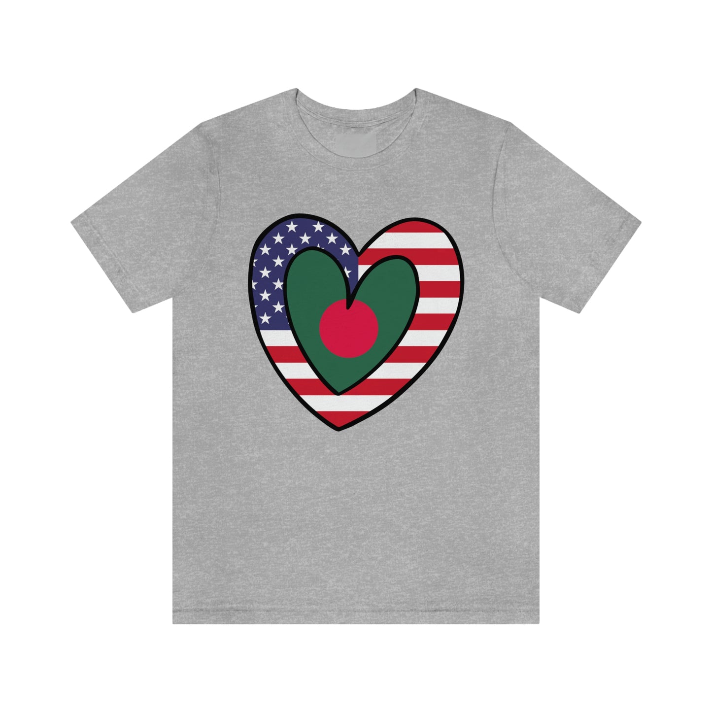 Bangladeshi American Heart Valentines Day Gift Tee Shirt | Bangladesh USA Flag T-Shirt