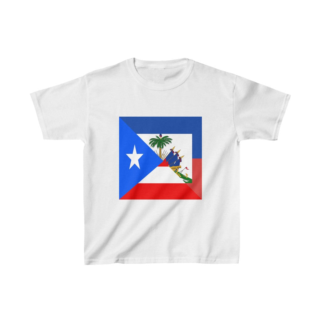 Kids Puerto Rican Haitian Flag Half PR Haiti T-Shirt | Unisex Tee Shirt