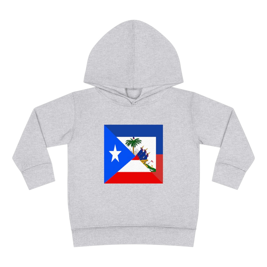 Toddler Haitian Puerto Rican Flag Pullover Fleece Hoodie | Haiti PR