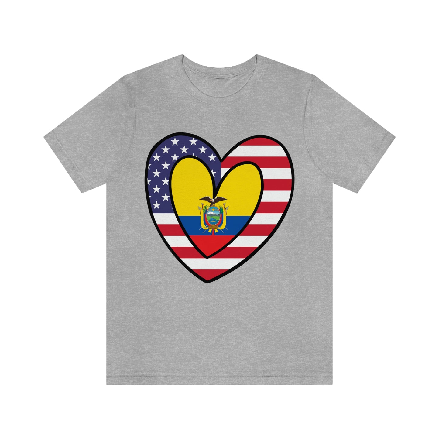 Ecuadorian American Heart Valentines Day Gift Tee Shirt | Half Ecuador USA Flag T-Shirt