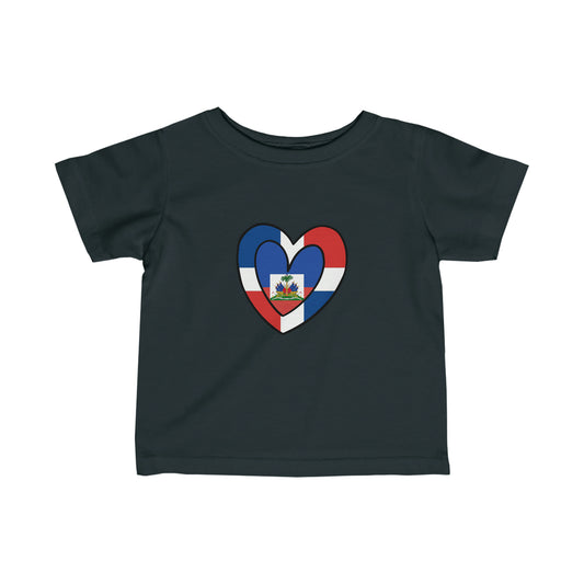 Infant Dominican Haitian Flag Inner Heart DR Republic Haiti  Toddler Tee Shirt