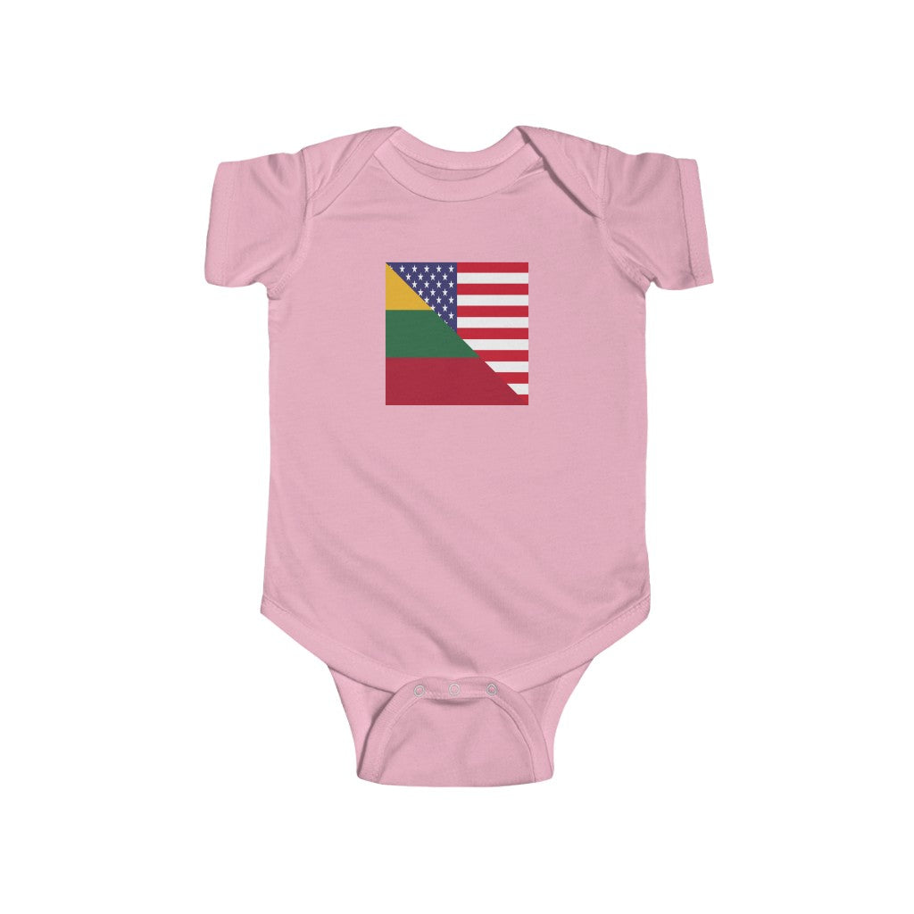 Lithuanian American Flag Baby Bodysuit | Lithuania USA Newborn