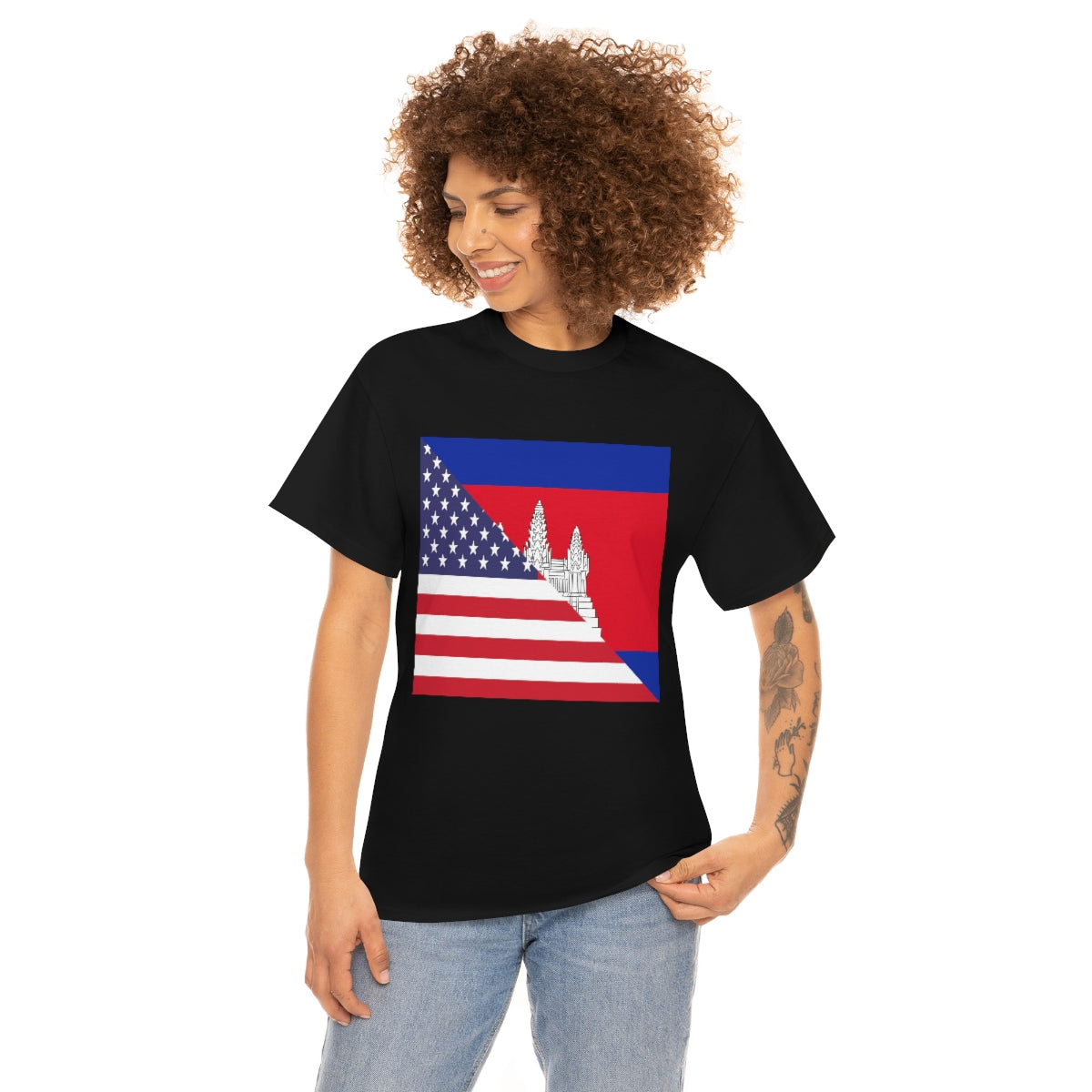 Cambodian American Flag Half Cambodia USA T-Shirt | Unisex Tee Shirt