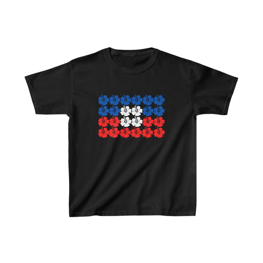 Kids Haitian Hibiscus Flag | Haiti Flower T-Shirt | Unisex Tee Shirt