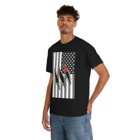 Pan African Flag Slash Black History Month Tee Shirt | USA T-Shirt