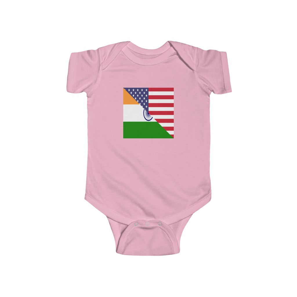 Baby India American Asian Flag Bodysuit | Unisex Indian Newborn