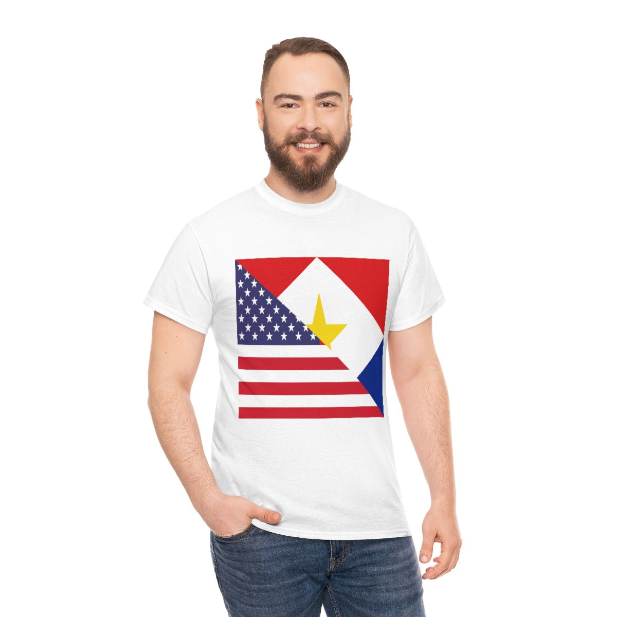 Saba American Flag Half Sabaean USA T-Shirt | Unisex Tee Shirt