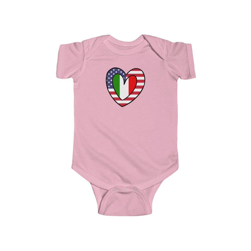 Baby American Italian Flag Inner Heart Bodysuit | Unisex USA Italy