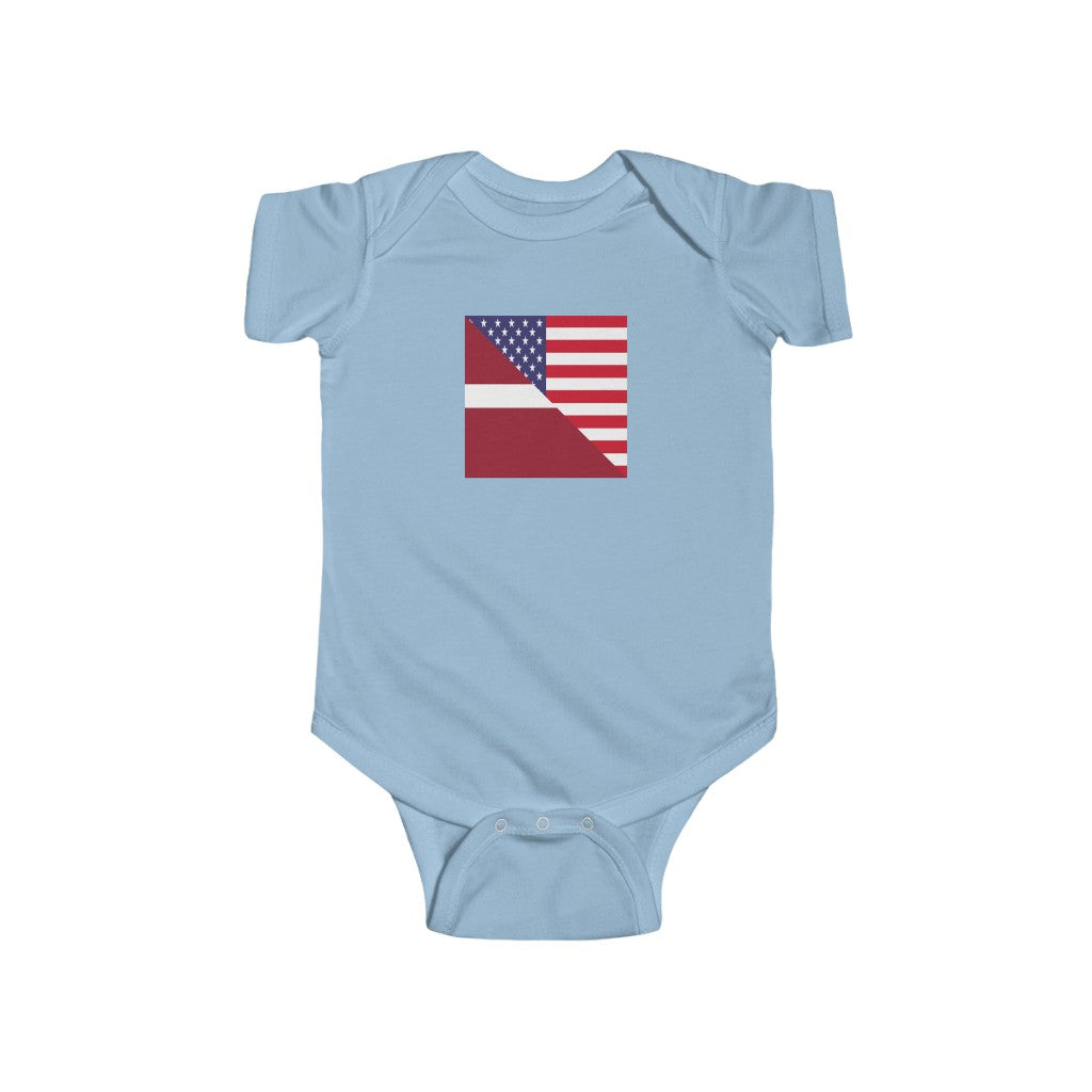 Latvian American Flag Baby Bodysuit | Latvia USA Baby Boy Girl