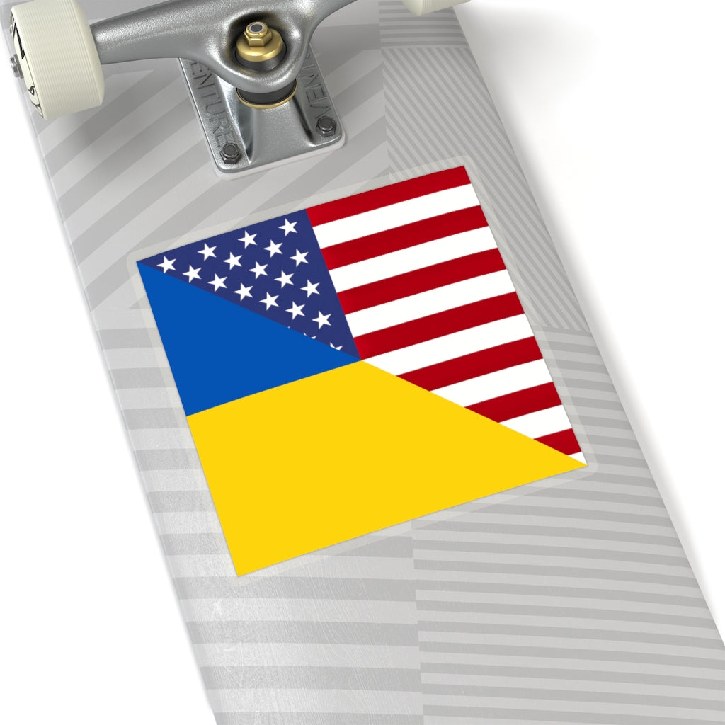 Ukraine America Flag Sticker | USA Ukrainian