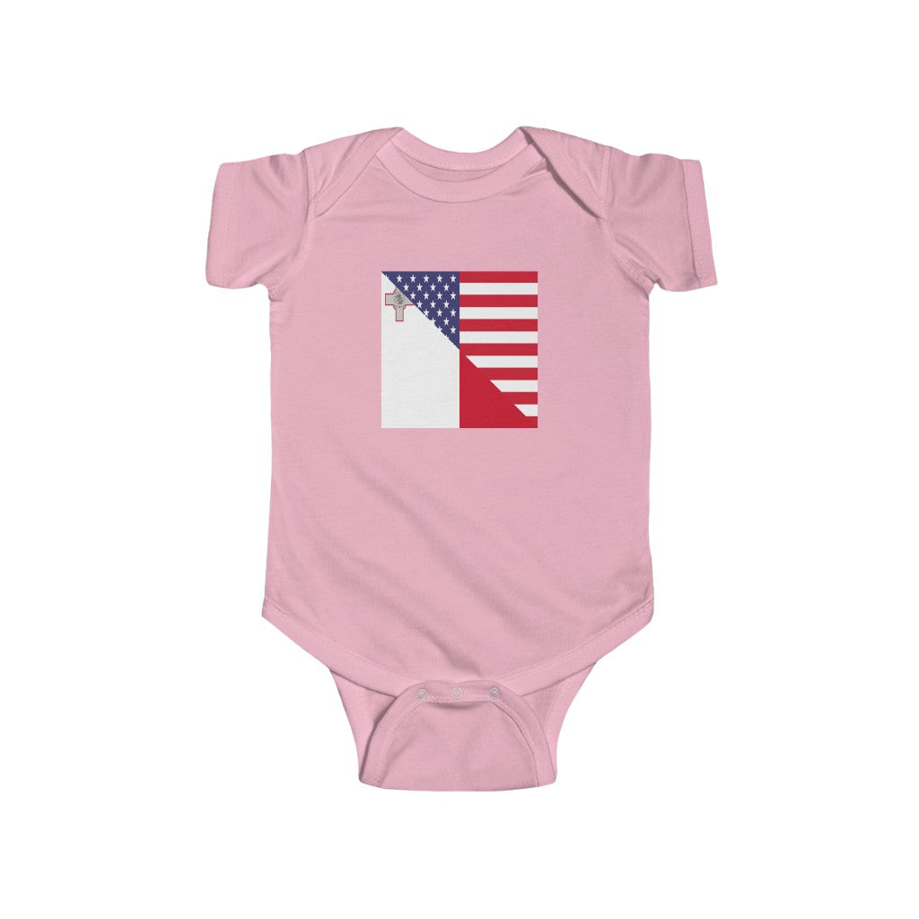 Maltese American Flag Baby Bodysuit | Malta USA Newborn