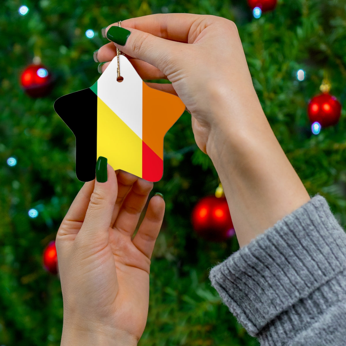 Irish German Flag Ceramic Ornaments | Ireland Germany Holiday Christmas Tree