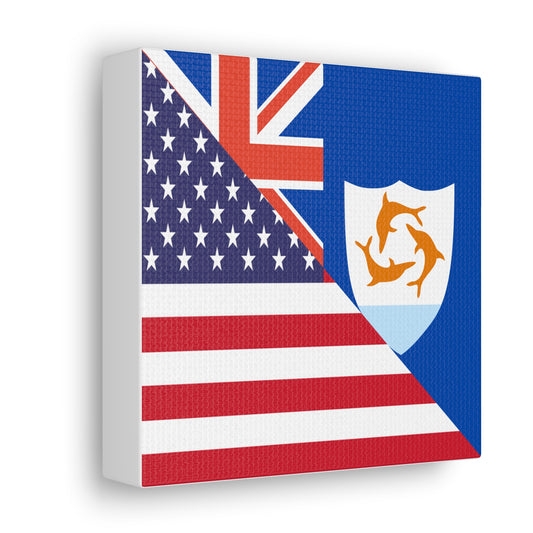 Anguillan American Flag Anguilla USA Canvas Gallery Wraps | Wall Art