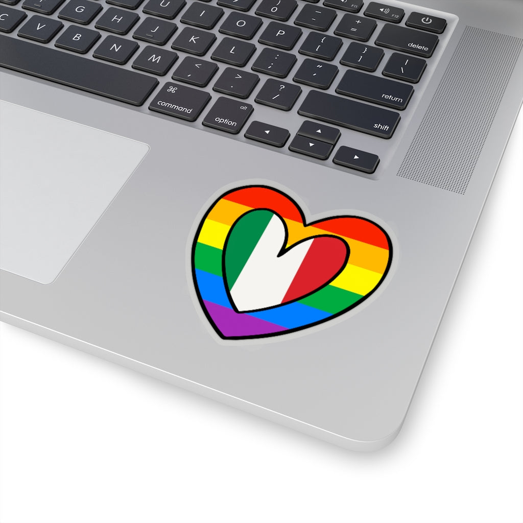 Italian Pride Rainbow Flag Heart Sticker | Italy Pride Month Accessory