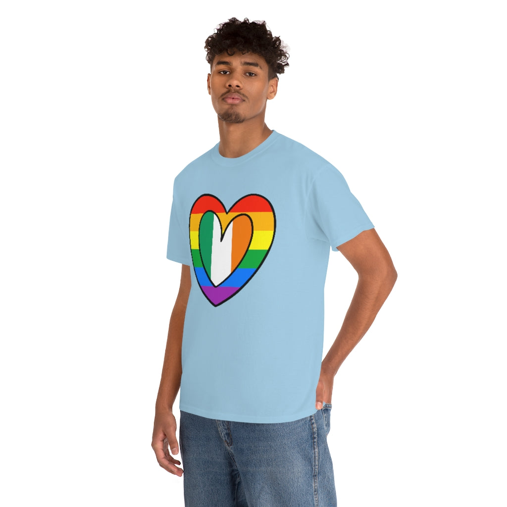 Irish Rainbow Flag Heart T-Shirt | Unisex Ireland Pride Month Tee