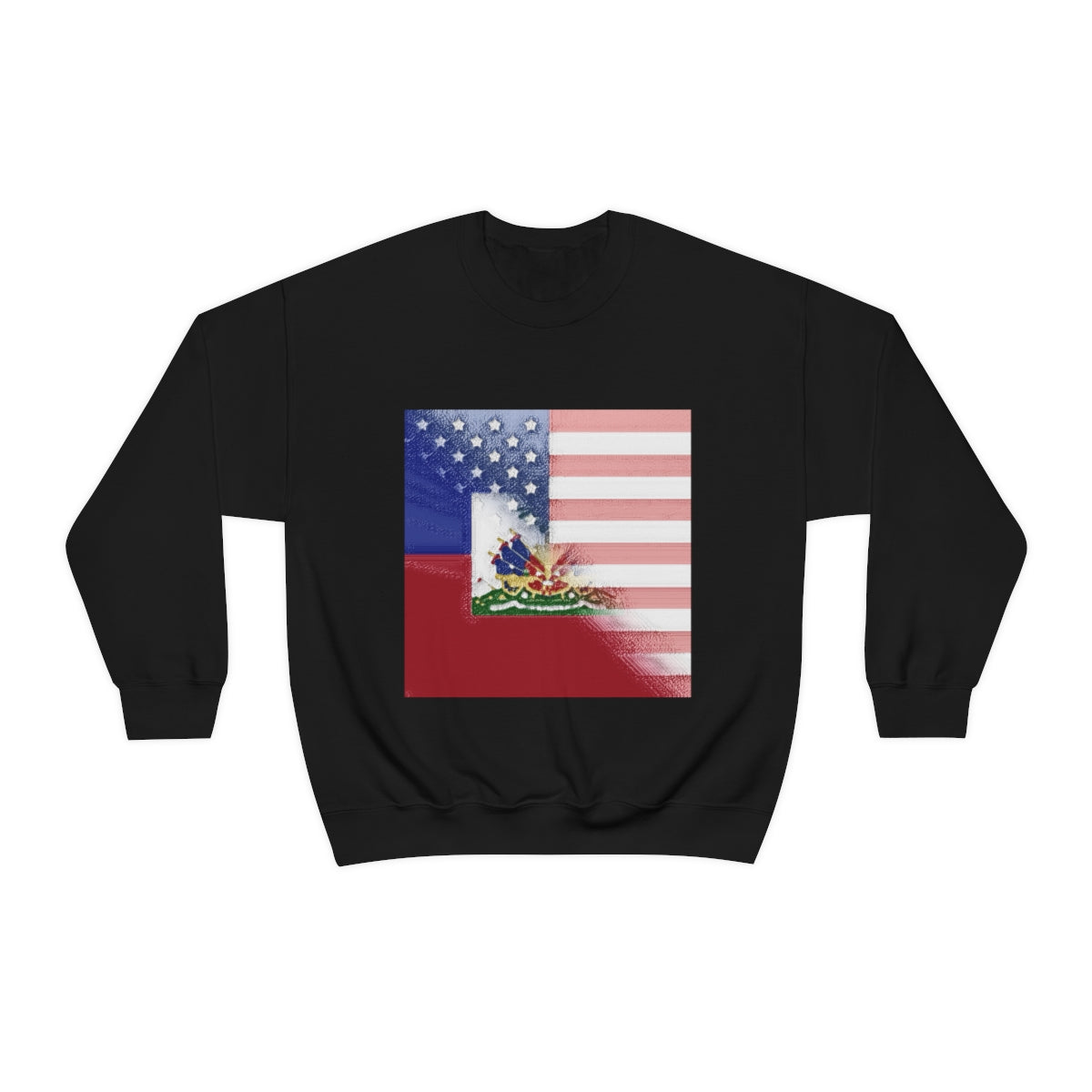 Half Haitian-American Flag Crewneck Sweatshirt | Haiti Ayiti USA