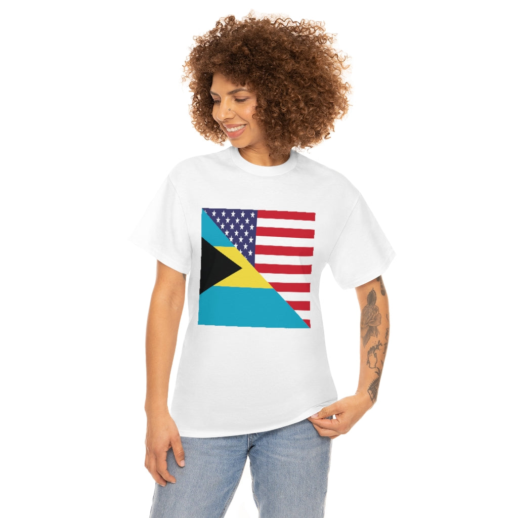 Bahamian American Flag Tee Shirt | Bahamas USA Tshirt