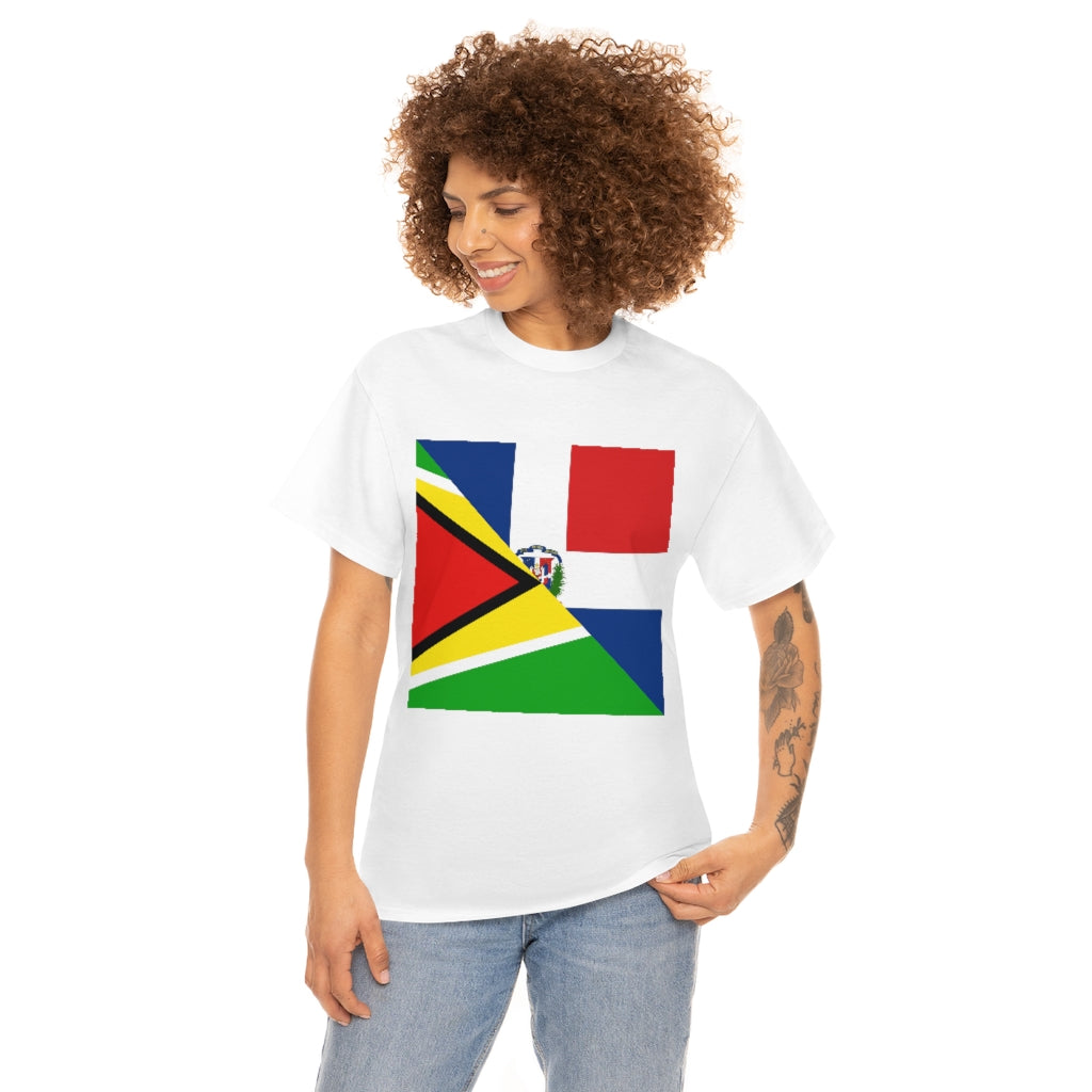 Guyanese Dominican Republic Flag Tee Shirt | Unisex Guyana DR T-shirt