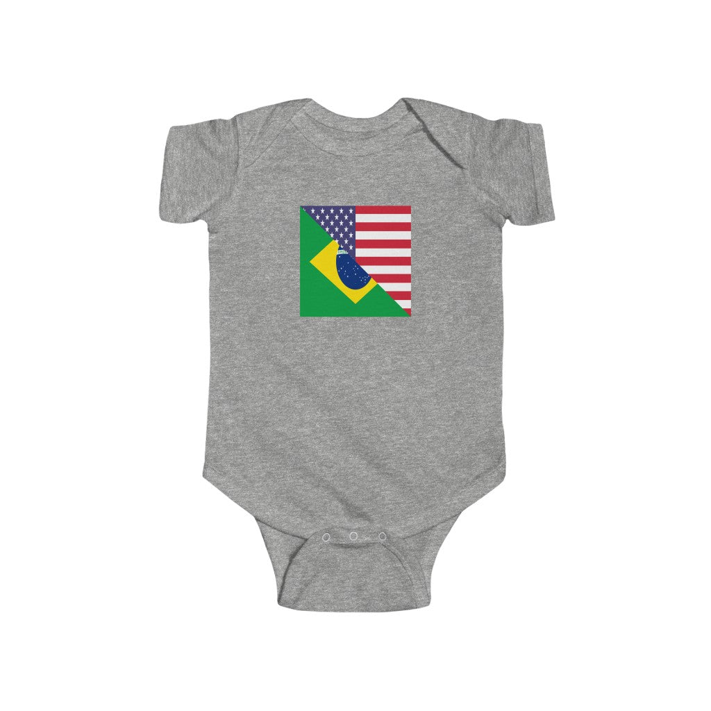 Brazilian American Flag Baby Bodysuit | Brazil USA Newborn Boy Girl