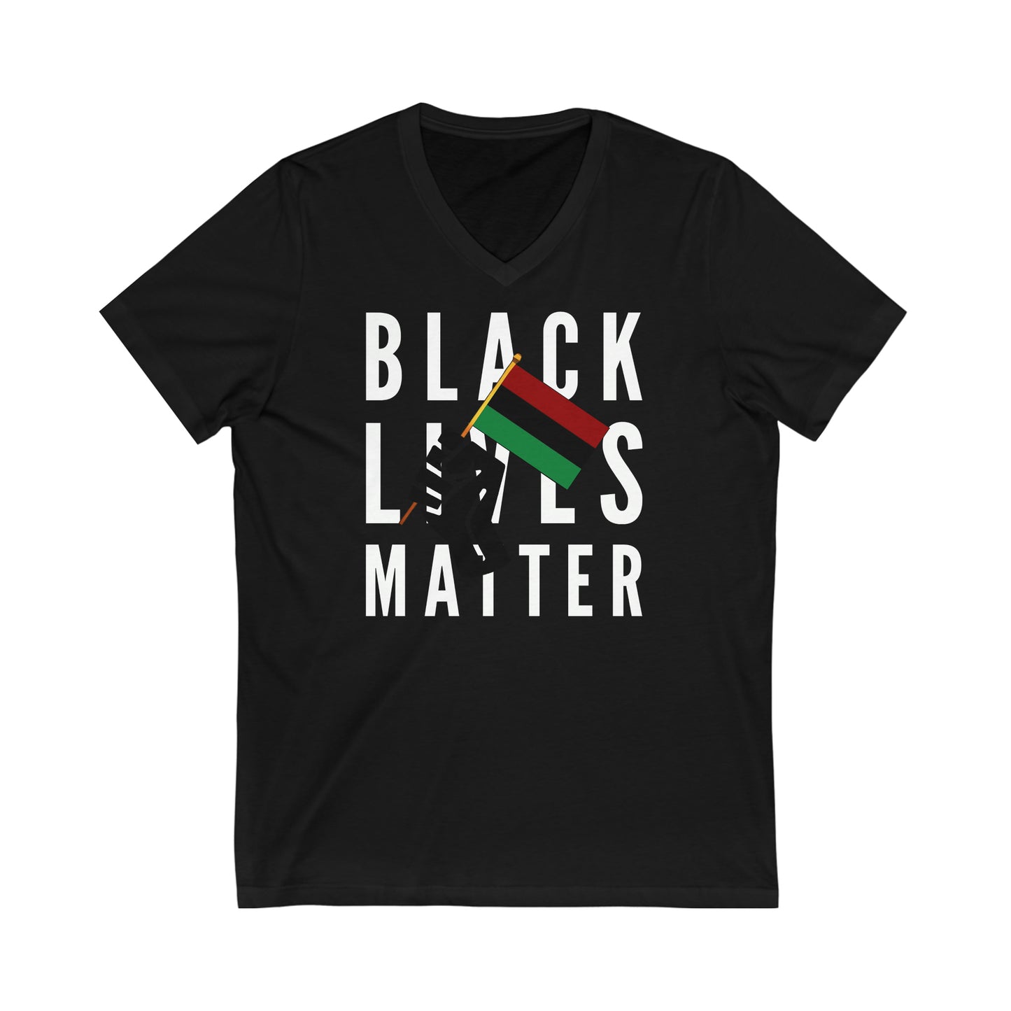 Black Lives Matter Pan African Flag | BLM USA V-Neck T-Shirt | Unisex Vee Shirt