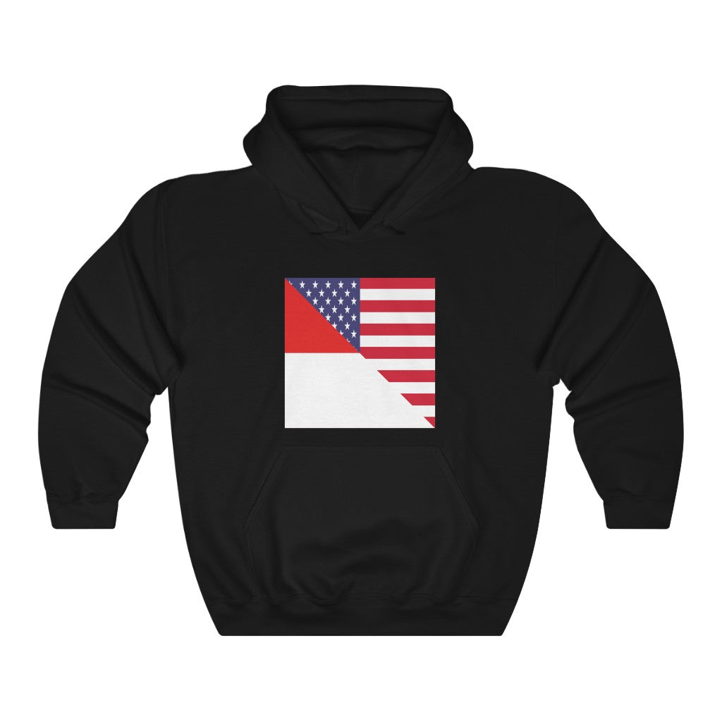 Indonesian American Flag Hoodie  | Unisex Half Indonesia USA Pullover