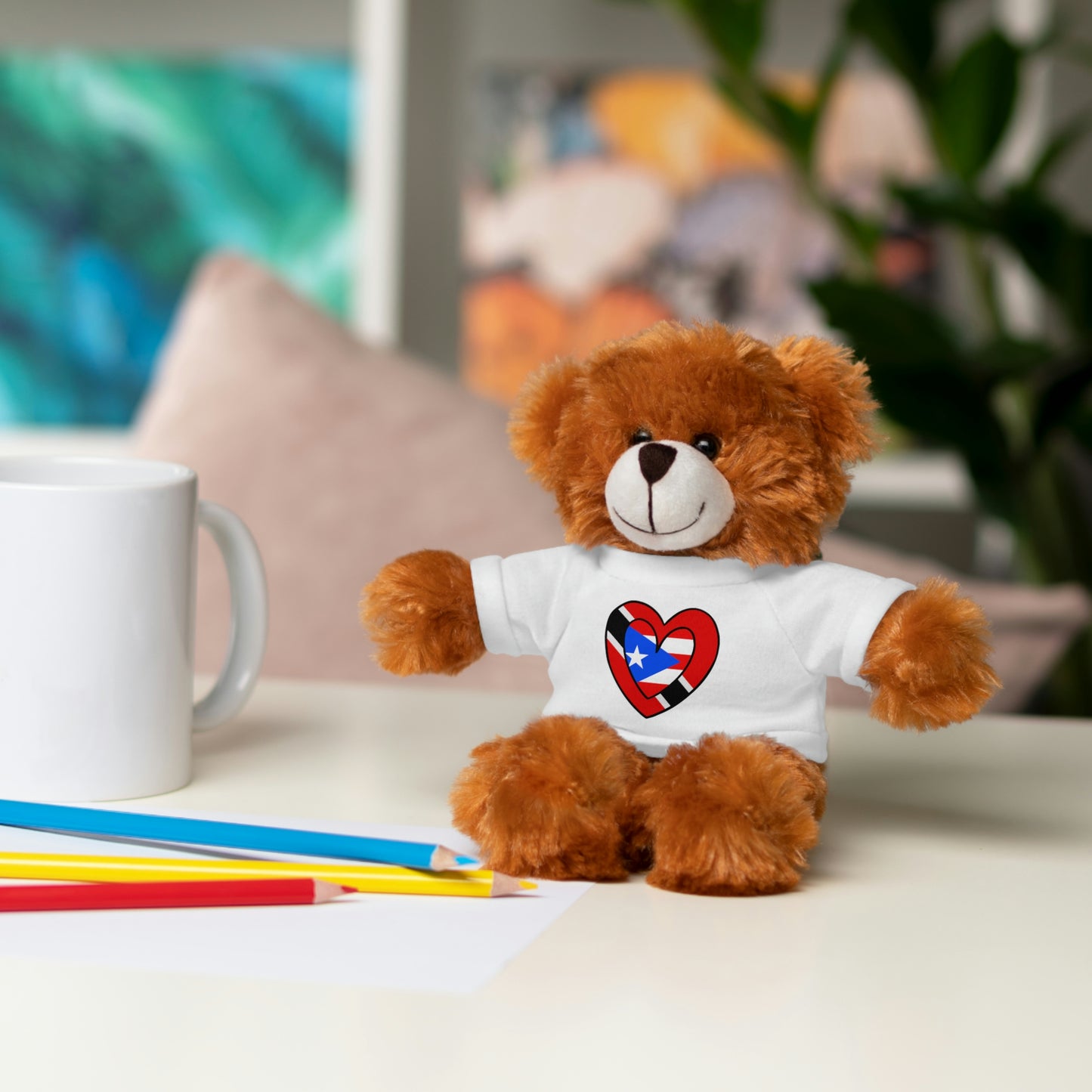 Puerto Rican Trini Valentines Day Gift Stuffed Animal | Boricua Trinidad Flag Toy