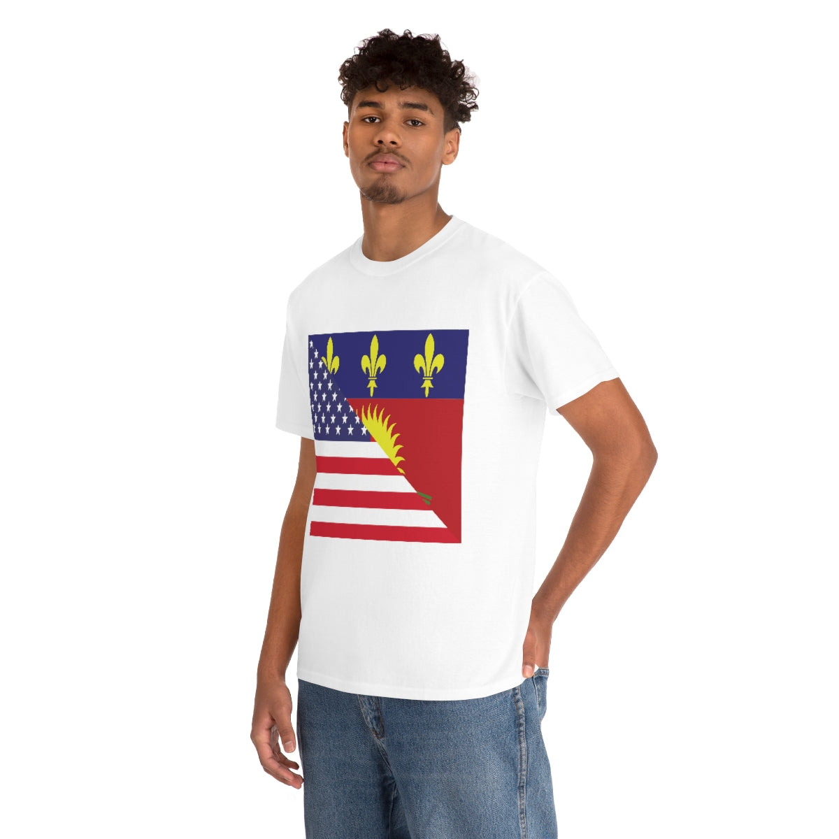 Guadeloupe American Flag Half Guadeloupean USA T-Shirt | Unisex Tee Shirt