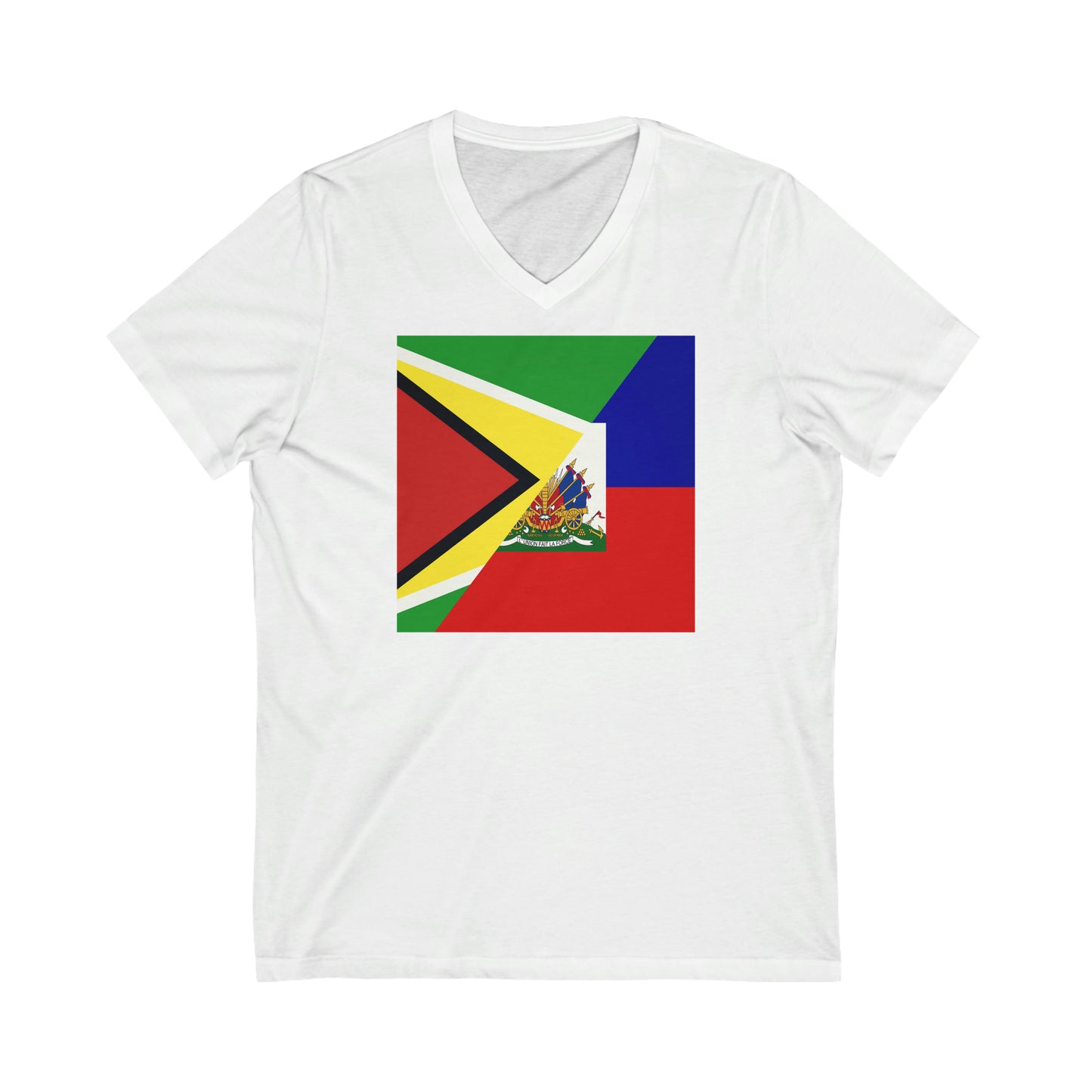 Guyanese Haitian Flag | Half Guyana Haiti Flag V-Neck T-Shirt | Unisex Vee Shirt