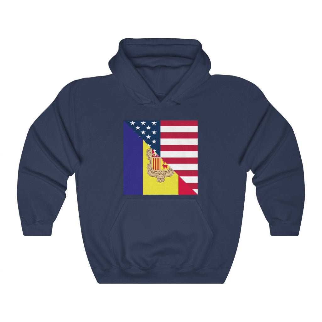 Andorran American Flag Hoodie | Unisex Andorra USA Hooded Sweatshirt