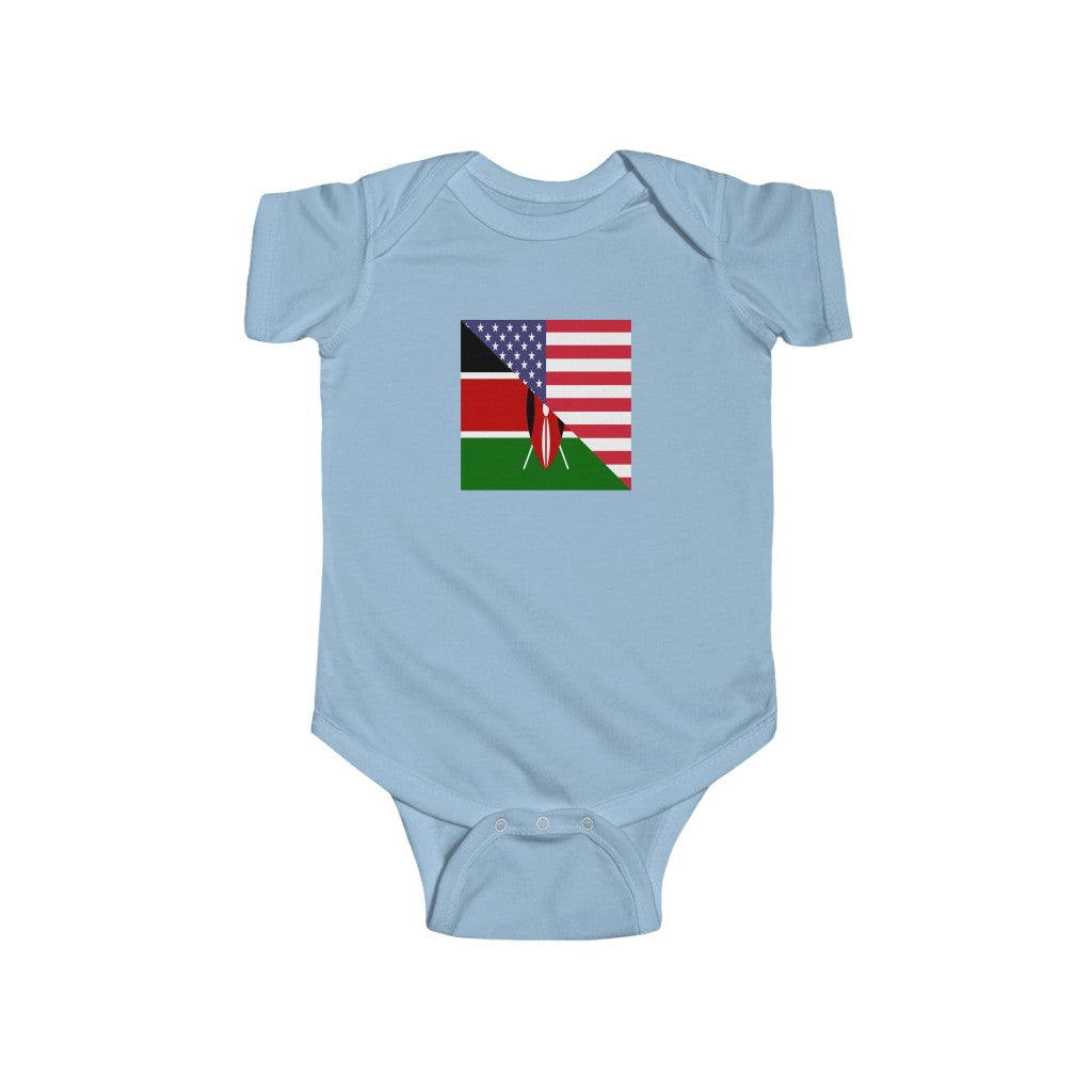 Kenyan American Flag Baby Bodysuit | Kenya USA Newborn Boy Girl