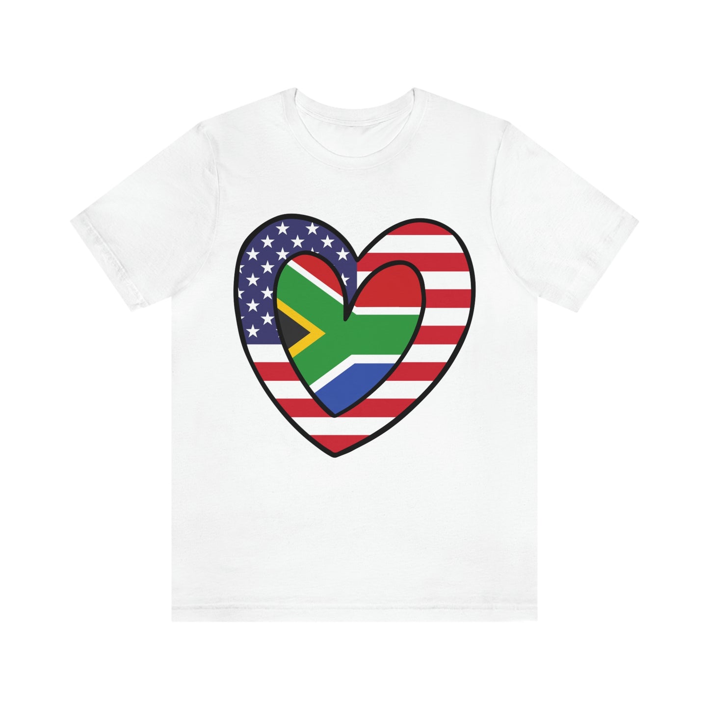 South African American Heart Valentines Day Gift Tee Shirt | Half Africa USA Flag T-Shirt