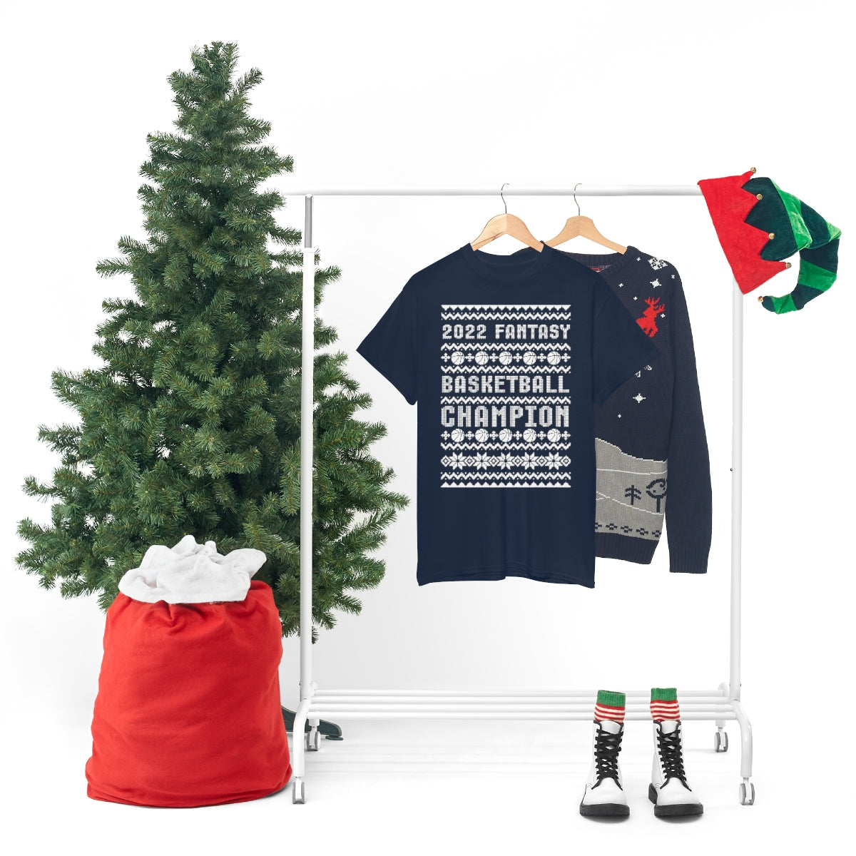 Fantasy Basketball Champion 2022 Ugly Christmas Tee Shirt | Unisex Champ T-Shirt