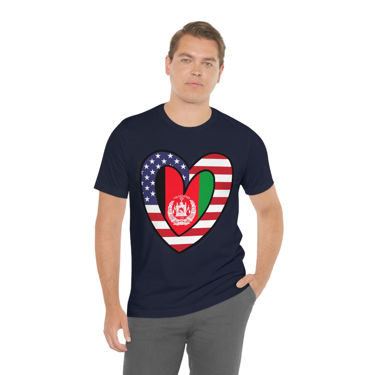 Afghan American Heart Valentines Day Gift Tee Shirt | Afghanistan USA Flag T-Shirt