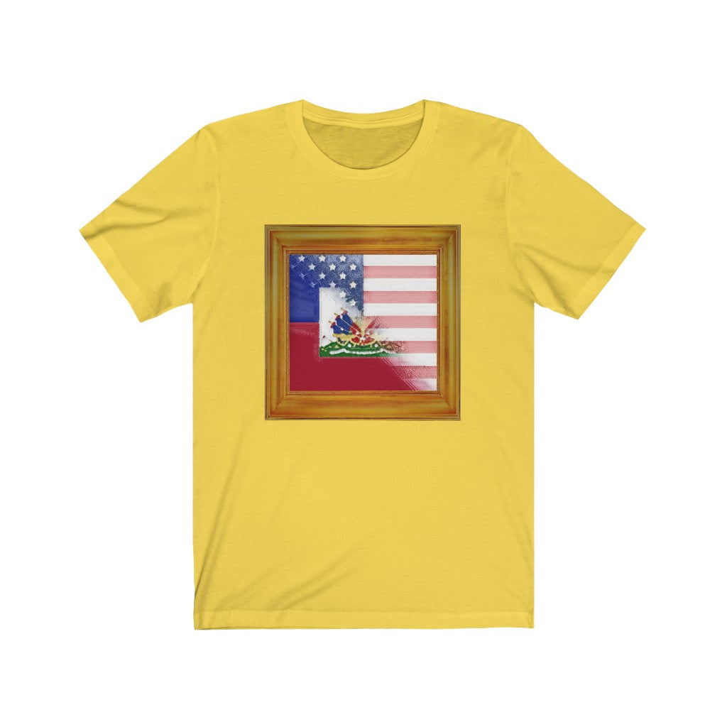 Haitian-American Flag Painting Tee | Haiti USA Men Women Shirt