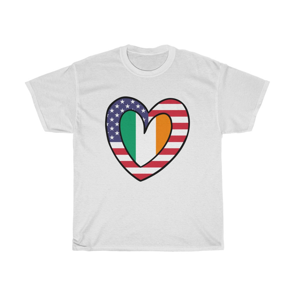 American Irish Flag Inner Heart Tee | Unisex Ireland USA Shirt