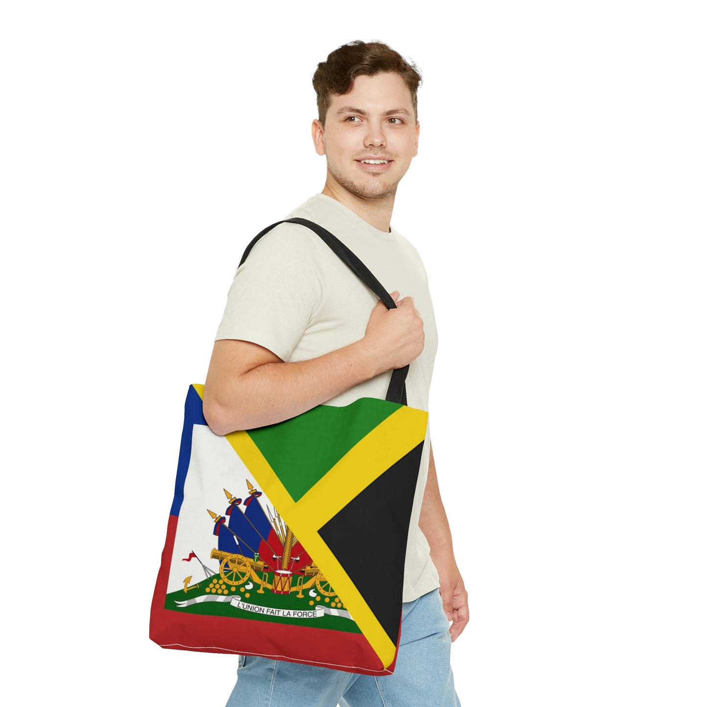 Haitian Jamaican Flag | Half Jamaica Haiti Tote Bag | Shoulder Bag