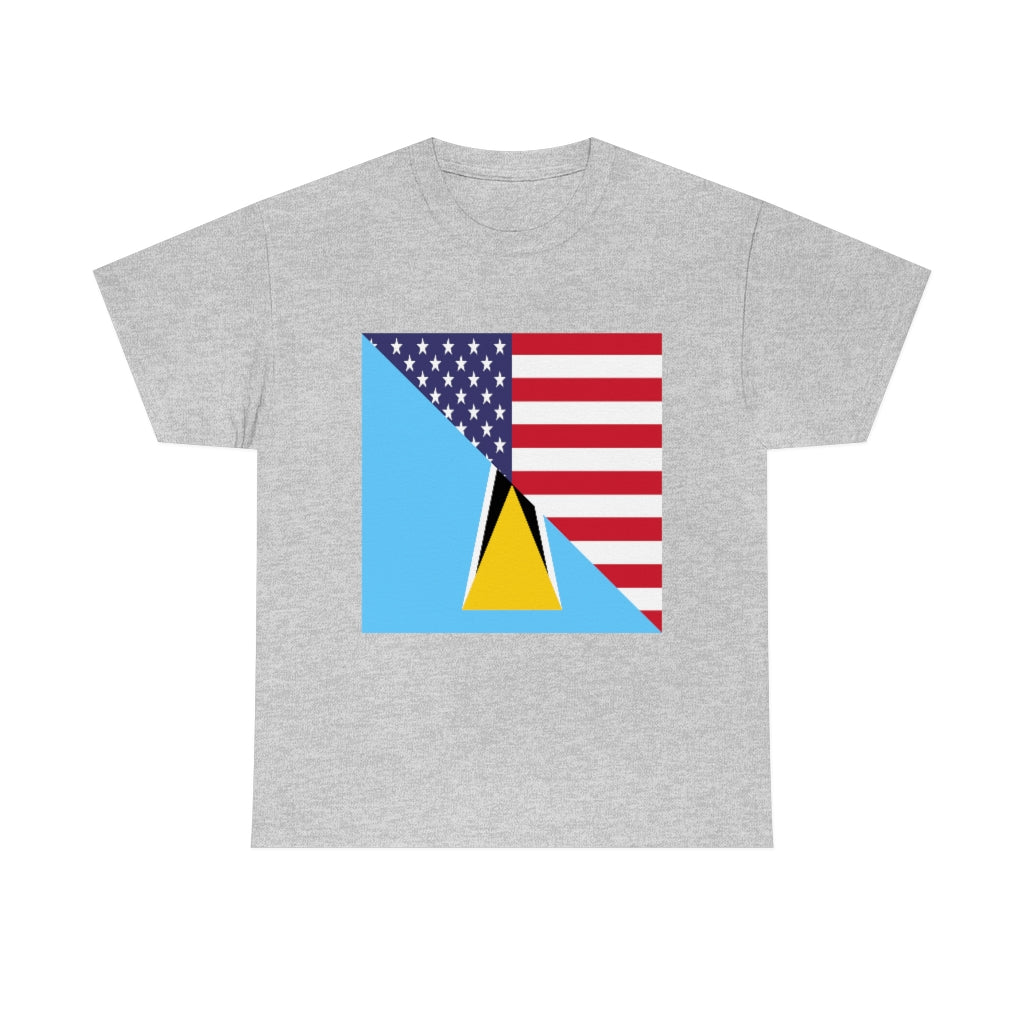 St Lucian American Flag Tee Shirt | Unisex St. Lucia USA Tshirt